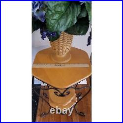 Unique Lot VTG Longaberger Vase Basket & Hexagon Shelf Wrought Iron Plant Stand