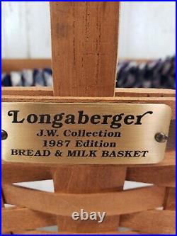 VERY RARE Longaberger J. W. Collection 1987 Edition Bread & Milk Basket and Liner
