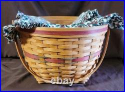 VTG 1994 Longaberger Large Holiday Hostess Sleigh Bell Basket Red Lid Liner