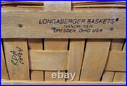 VTG 1994 Longaberger Large Holiday Hostess Sleigh Bell Basket Red Lid Liner