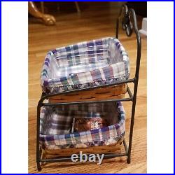 VTG Longaberger LITTLE BIN Wrought Iron Stand + Baskets + Protectors + Liners VTG Longaberger LITTLE BIN Wrought Iron Stand + Baskets + Protectors + Liners