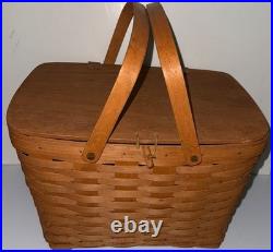 VTG Longaberger Large Market Basket with lid beautiful condition signed 1990 LED