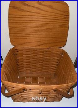 VTG Longaberger Large Market Basket with lid beautiful condition signed 1990 LED