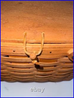 VTG Longaberger Large Market Basket with lid beautiful condition signed 1990 LED