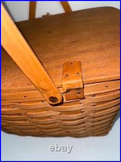 VTG Longaberger Large Market Basket with lid beautiful condition signed 1990 LED