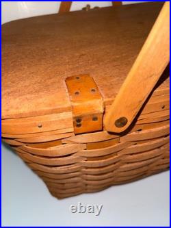 VTG Longaberger Large Market Basket with lid beautiful condition signed 1990 LED