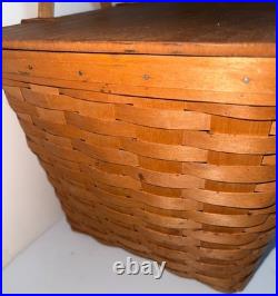 VTG Longaberger Large Market Basket with lid beautiful condition signed 1990 LED