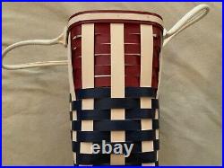 Very Rare Longaberger 2012 Large American Stripes Broadwalk Tote Basket Set New