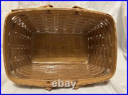 Vintage 16 In Long 2008 Longaberger Market Basket With Clear Plastic Lining