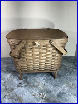 Vintage 1980 Longaberger Family Picnic Basket Large With Serving Tray 17x14x11