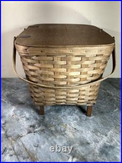 Vintage 1980 Longaberger Family Picnic Basket Large With Serving Tray 17x14x11