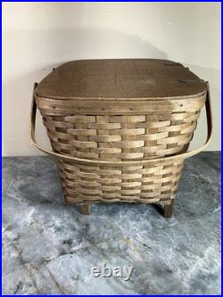 Vintage 1980 Longaberger Family Picnic Basket Large With Serving Tray 17x14x11