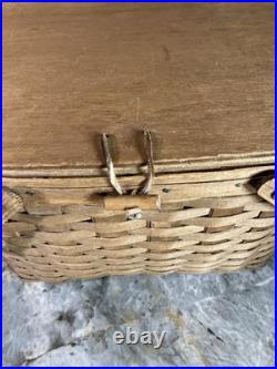 Vintage 1980 Longaberger Family Picnic Basket Large With Serving Tray 17x14x11