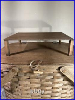 Vintage 1980 Longaberger Family Picnic Basket Large With Serving Tray 17x14x11