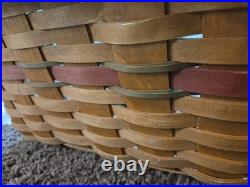 Vintage 1988 Large Longaberger Laundry Basket 24 rare Red Trim, Dark stain