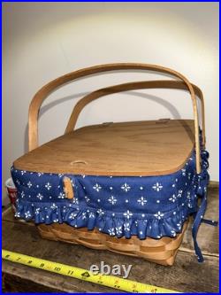 Vintage 1991 Longaberger Picnic Basket with Attached Flip Lid and Handles RARE Vintage 1991 Longaberger Picnic Basket with Attached Flip Lid and Handles RARE