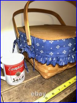 Vintage 1991 Longaberger Picnic Basket with Attached Flip Lid and Handles RARE Vintage 1991 Longaberger Picnic Basket with Attached Flip Lid and Handles RARE