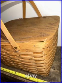 Vintage 1994 Longaberger Picnic Basket W Attached Flip Lid + Handles RARE AS IS Vintage 1994 Longaberger Picnic Basket W Attached Flip Lid + Handles RARE AS IS