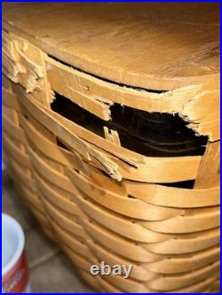 Vintage 1994 Longaberger Picnic Basket W Attached Flip Lid + Handles RARE AS IS Vintage 1994 Longaberger Picnic Basket W Attached Flip Lid + Handles RARE AS IS
