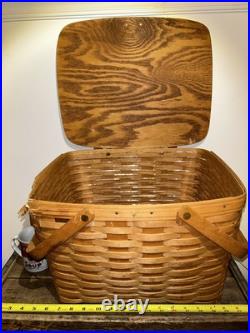 Vintage 1994 Longaberger Picnic Basket W Attached Flip Lid + Handles RARE AS IS Vintage 1994 Longaberger Picnic Basket W Attached Flip Lid + Handles RARE AS IS