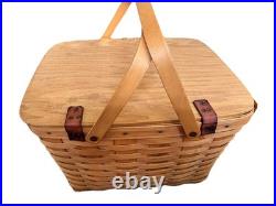Vintage 1995 Longaberger Picnic Basket with Flip Lid and Handles Signed/dated Vintage 1995 Longaberger Picnic Basket with Flip Lid and Handles Signed/dated