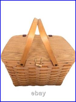 Vintage 1995 Longaberger Picnic Basket with Flip Lid and Handles Signed/dated Vintage 1995 Longaberger Picnic Basket with Flip Lid and Handles Signed/dated