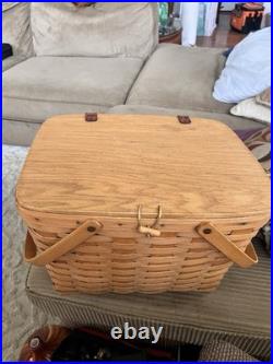 Vintage 1995 Longaberger Picnic Basket with Flip Lid and Handles Signed/dated Vintage 1995 Longaberger Picnic Basket with Flip Lid and Handles Signed/dated