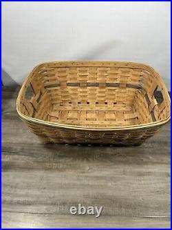 Vintage 1996 Longaberger Laundry Basket 24 rare blue trim, light stain