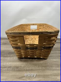 Vintage 1996 Longaberger Laundry Basket 24 rare blue trim, light stain