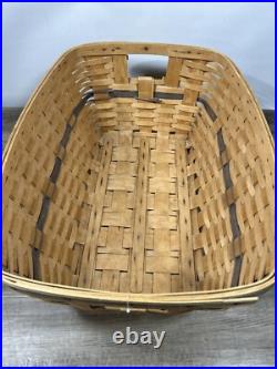 Vintage 1996 Longaberger Laundry Basket 24 rare blue trim, light stain