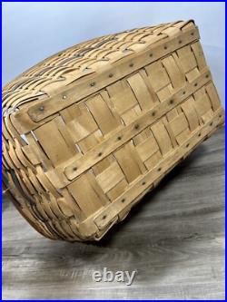 Vintage 1996 Longaberger Laundry Basket 24 rare blue trim, light stain