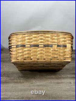 Vintage 1996 Longaberger Laundry Basket 24 rare blue trim, light stain