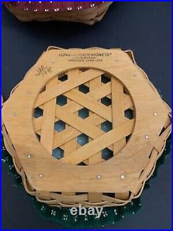 Vintage 1998 Longaberger Hexagon Nesting Basket with Lid Set of 4