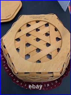 Vintage 1998 Longaberger Hexagon Nesting Basket with Lid Set of 4