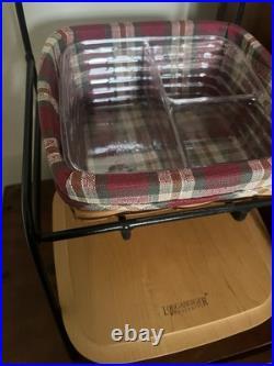 Vintage 90's Longaberger Wrought Iron 2 Tier Paper Stand w lid/protectors/liners