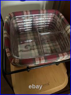 Vintage 90's Longaberger Wrought Iron 2 Tier Paper Stand w lid/protectors/liners