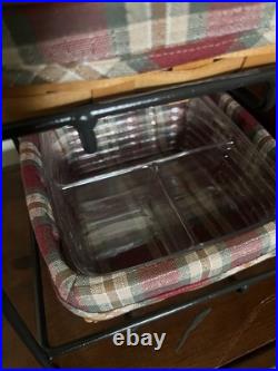 Vintage 90's Longaberger Wrought Iron 2 Tier Paper Stand w lid/protectors/liners