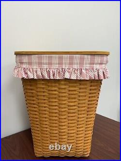 Vintage Handwoven Large Longaberger Clothes Hamper Basket Artist Signed 1999