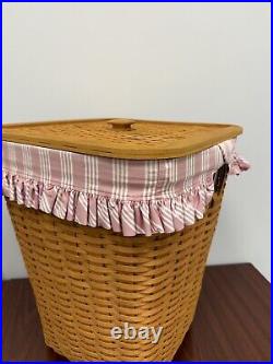 Vintage Handwoven Large Longaberger Clothes Hamper Basket Artist Signed 1999