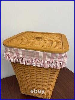 Vintage Handwoven Large Longaberger Clothes Hamper Basket Artist Signed 1999