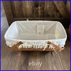 Vintage Longaberger 1991 Doll Cradle Basket withSwing Handles, Protector And Liner