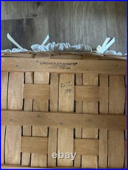 Vintage Longaberger 1991 Doll Cradle Basket withSwing Handles, Protector And Liner
