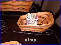 Vintage Longaberger Christmas Holiday Sleigh Baskets Set Of 4 Wrought Iron Bases