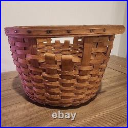 Vintage Longaberger Corn Basket Large Round Basket Hostess Gift 11.5 Tall