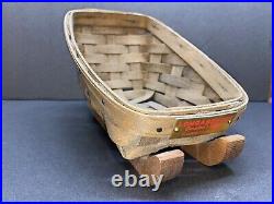 Vintage Longaberger Grandad's Sleigh Basket 1982 Christmas, Red Brass Tag