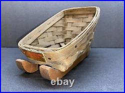 Vintage Longaberger Grandad's Sleigh Basket 1982 Christmas, Red Brass Tag