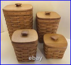 Vintage Longaberger Hand Crafted Woven Signed Canister Set Of Four