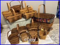 Vintage Longaberger lot of 14 Assorted Baskets Signed 1980s, 1990s & 2000