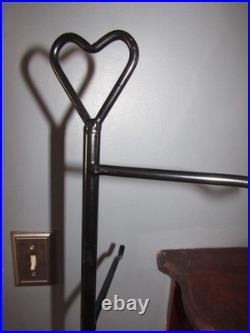 Wrought Iron Basket Tree Stand Heart Top 8 Hooks 62 ¼ 3 Sections