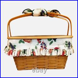XL 1999 Longaberger Homecoming Picnic Basket Combo Lid Fruit Medley Liner Lid